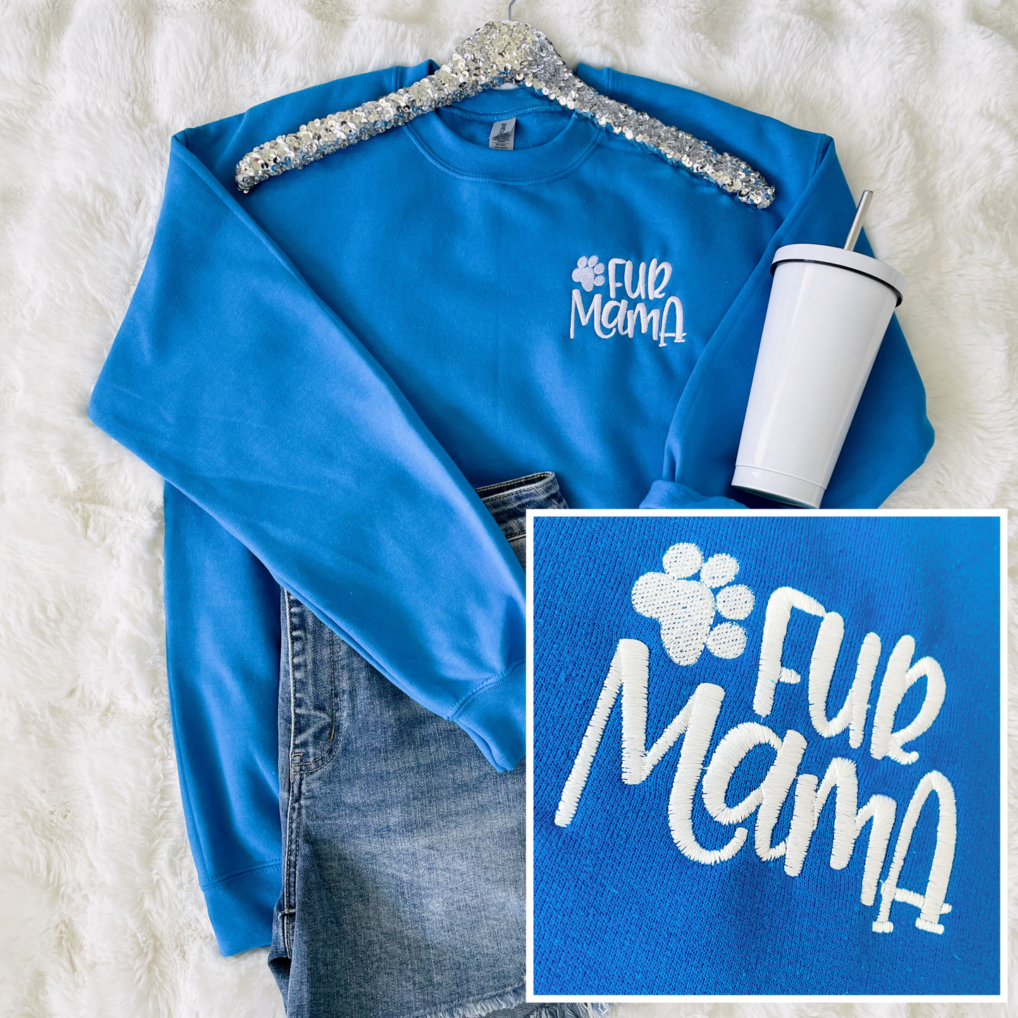 PREORDER: Fur Mama Embroidered Sweatshirt in Assorted Colors