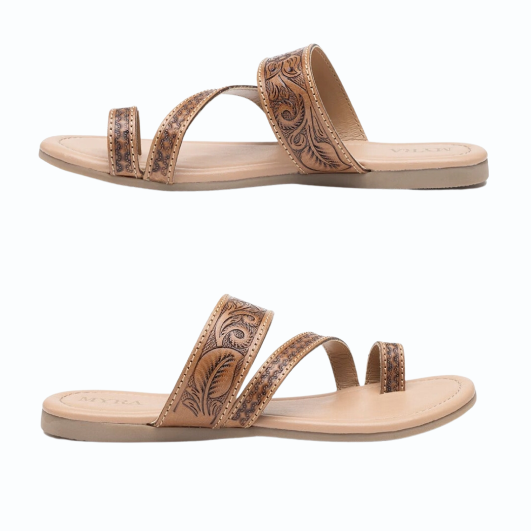 MYRA Point Ridge Hand-Tooled Sandals