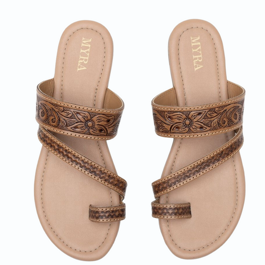 MYRA Point Ridge Hand-Tooled Sandals